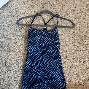 Aerie Blue Zebra Print Strappy Tank With Built in Bra